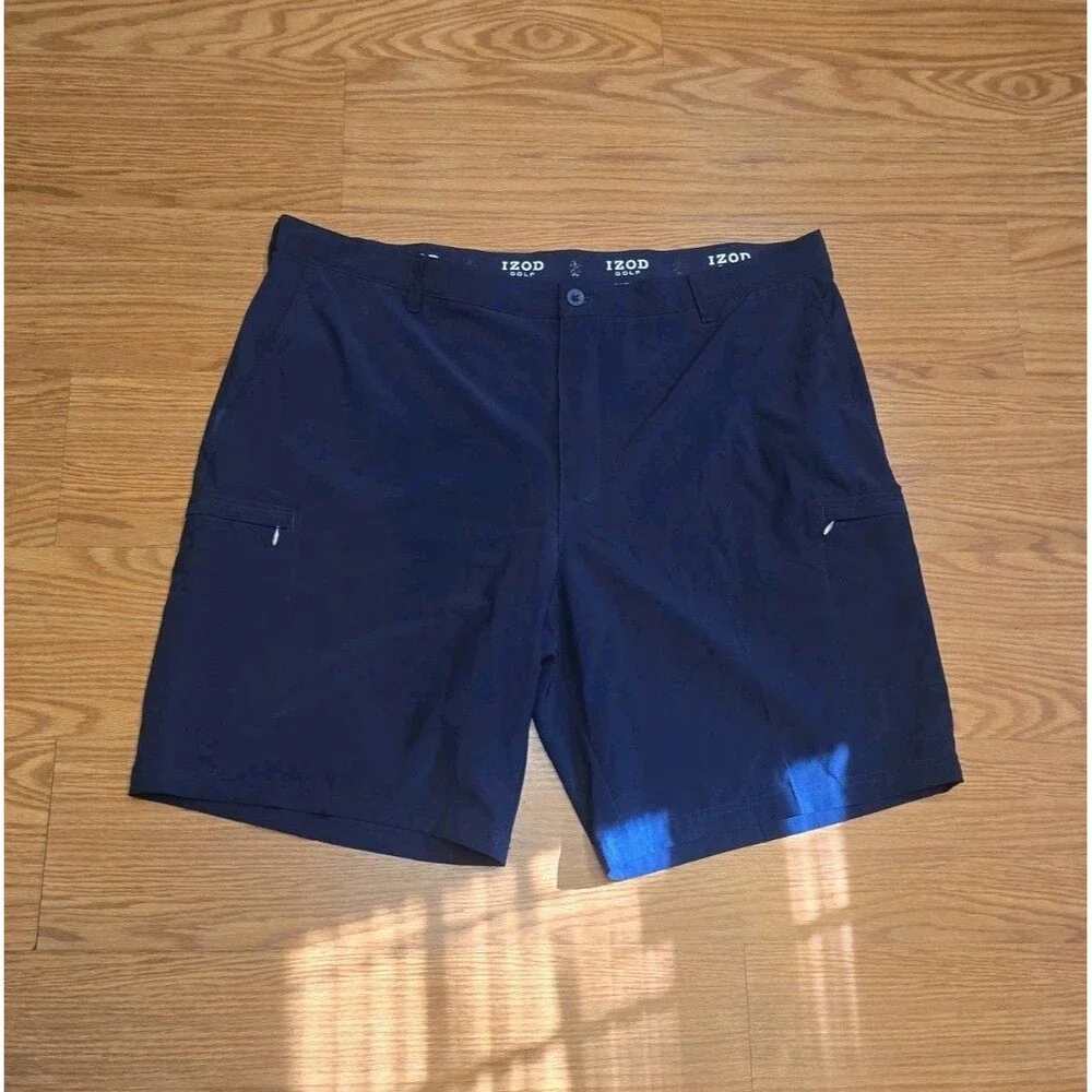 Izod Mens Navy Blue Golf Multi Pocket Cargo Shorts Big & Tall Size 44 (14065)